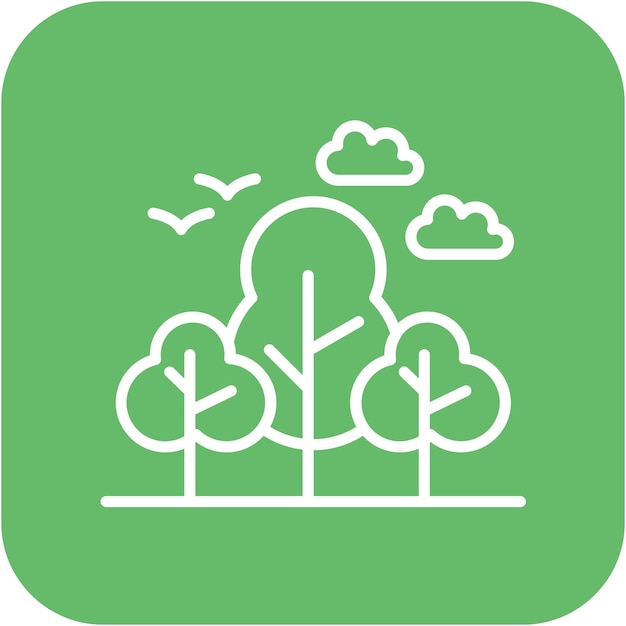 El icono del vector del bosque se puede usar para el conjunto de iconos de la Aventura