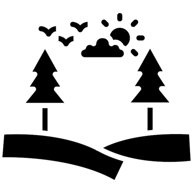 El icono del vector del bosque se puede usar para el conjunto de iconos del Día de la Tierra