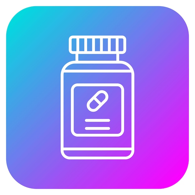 El icono del vector de la botella de pastillas se puede utilizar para el conjunto de iconos de Investigación y Ciencia