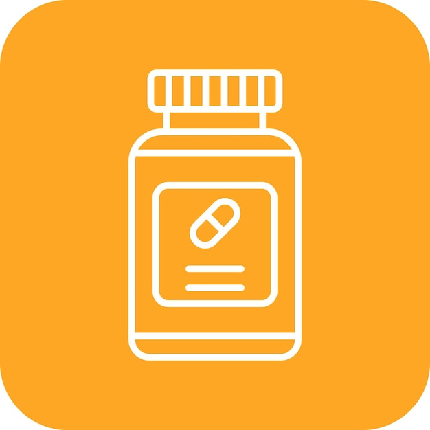 El icono del vector de la botella de pastillas se puede utilizar para el conjunto de iconos de Investigación y Ciencia