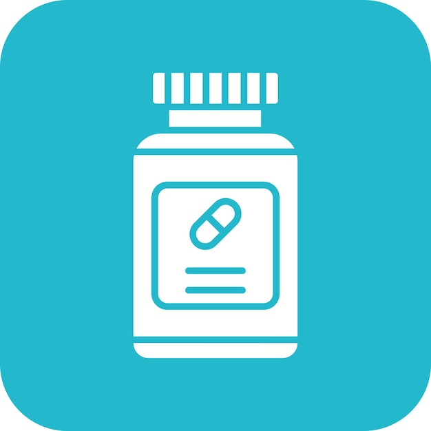El icono del vector de la botella de pastillas se puede utilizar para el conjunto de iconos de Investigación y Ciencia