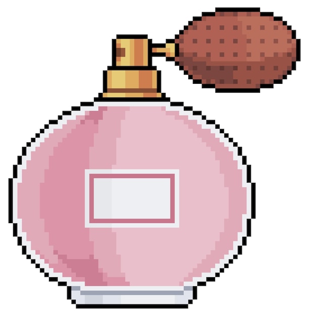 Vector icono de vector de botella de perfume de pixel art para juego de 8 bits sobre fondo blanco