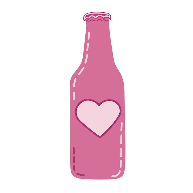 Icono de vector de botella con signo de corazón Icono de bebida de alcohol de barra y favorito como símbolo de cuidado de amor Ilustración vectorial