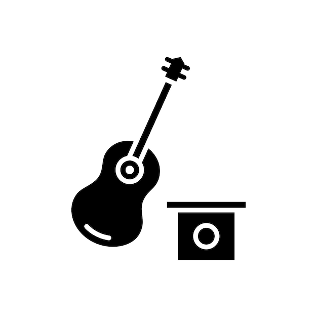 El icono del vector Busking se establece en estilo de relleno y contorno en negro