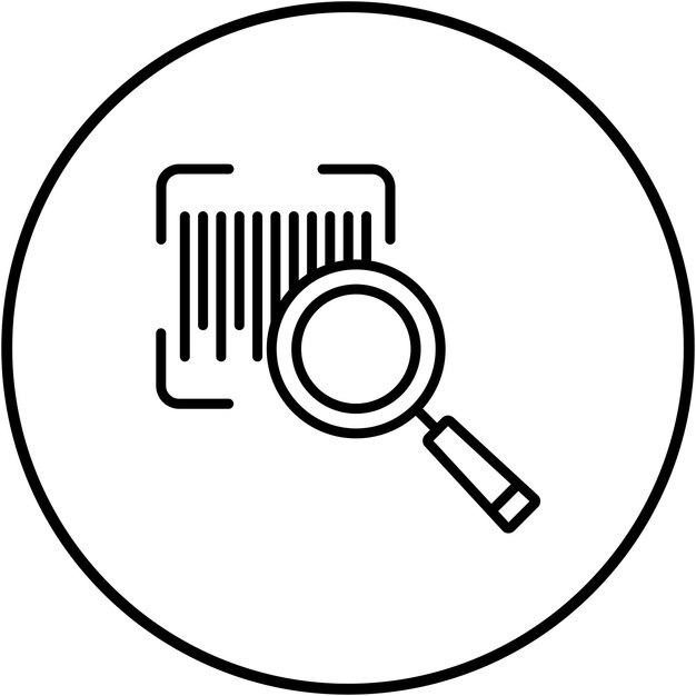 El icono del vector de búsqueda de códigos de barras se puede utilizar para el conjunto de iconos de compras y comercio electrónico