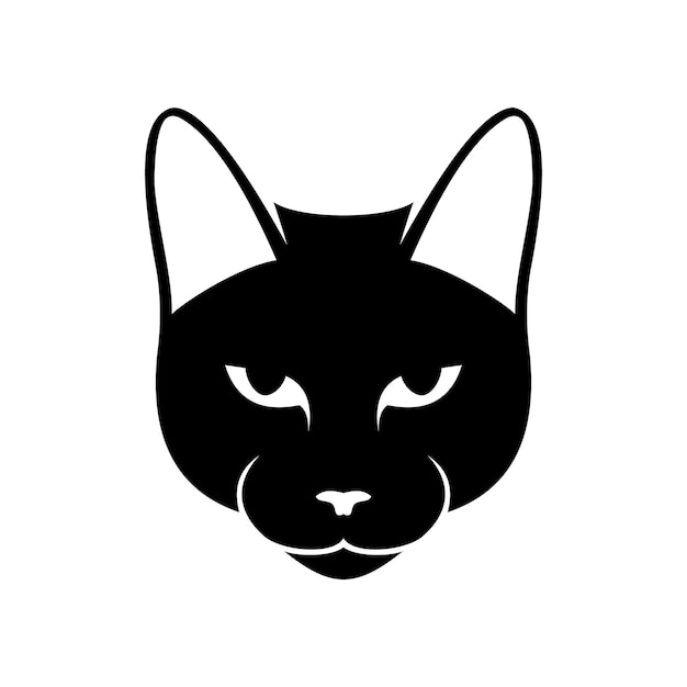 Icono de vector de cabeza de gato negro