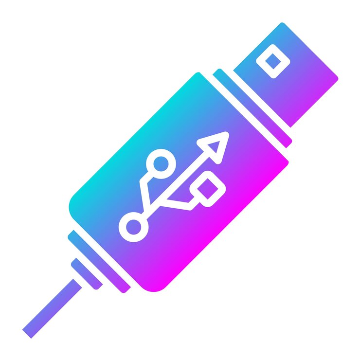 Vector el icono del vector de cable usb se puede utilizar para el conjunto de iconos de computadora y hardware