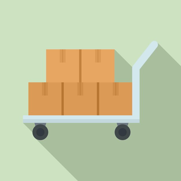 Vector icono de vector de caja de entrega en el icono del carrito ilustración plana del icono vectorial de la caja de envío en el icona del carrito para el diseño web