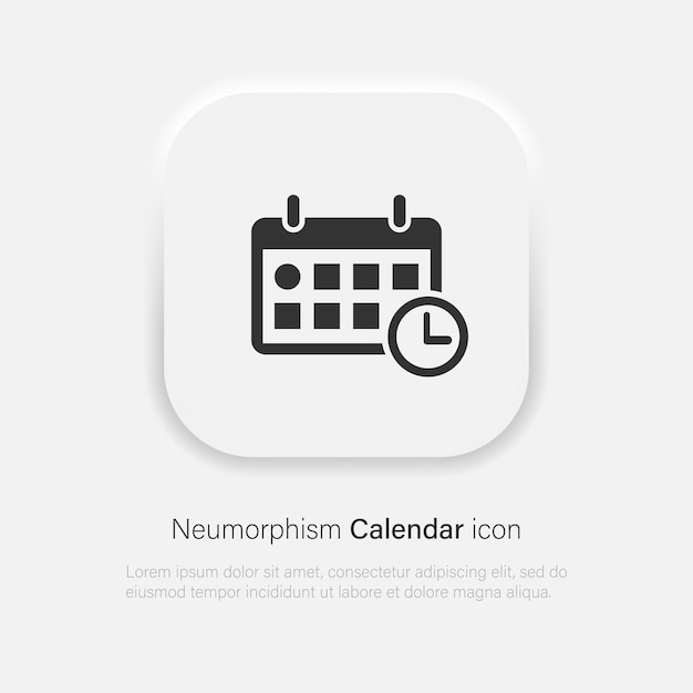 Icono de vector de calendario en estilo neumorphic. Eps vectoriales 10