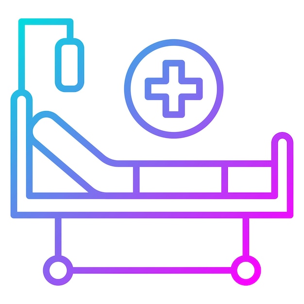 El icono del vector de la cama del hospital se puede utilizar para el conjunto de iconos de enfermería