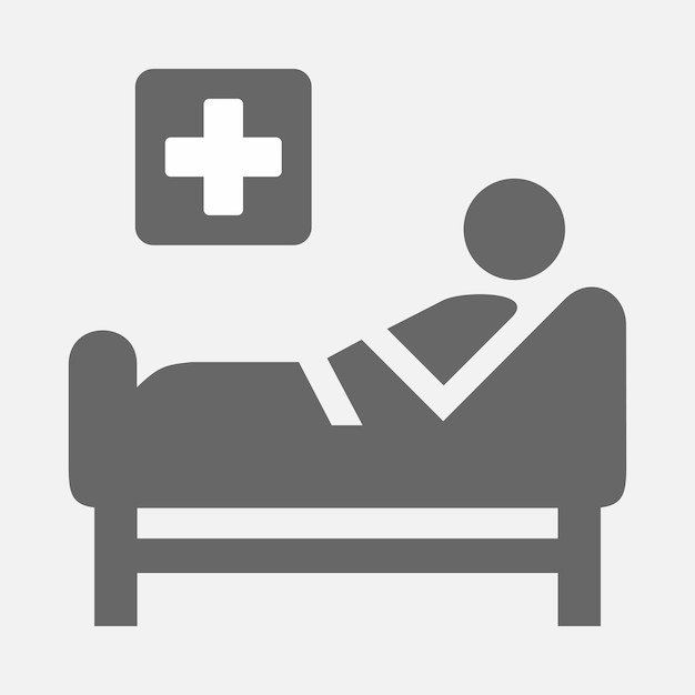 icono de vector de cama de hospital simple aislado sobre fondo blanco