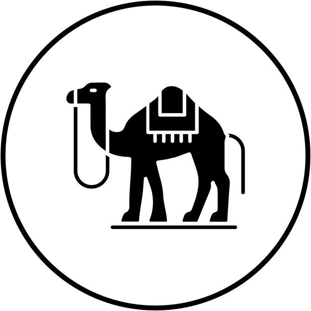 El icono del vector camello se puede usar para el conjunto de iconos del desierto