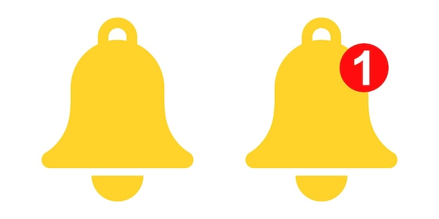 Icono de vector de campanas amarillas de notificación. Icono de notificación de mensaje.