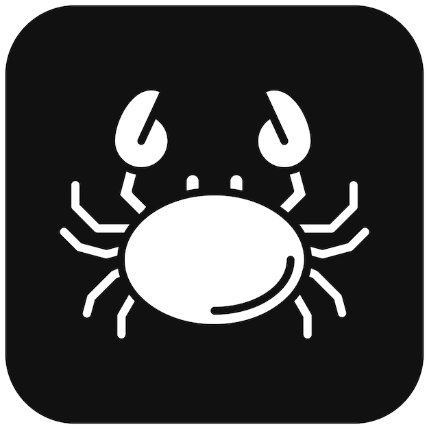 El icono del vector del cangrejo se puede usar para el conjunto de iconos de la línea costera