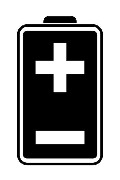 Ícono del vector de carga de la batería indicador del nivel de carga ilustración en blanco y negro