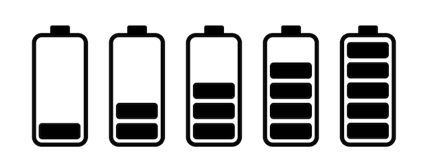 Ícono del vector de carga de la batería símbolo de ilustración del indicador de la batería logotipo del acumulador ilustración del vector