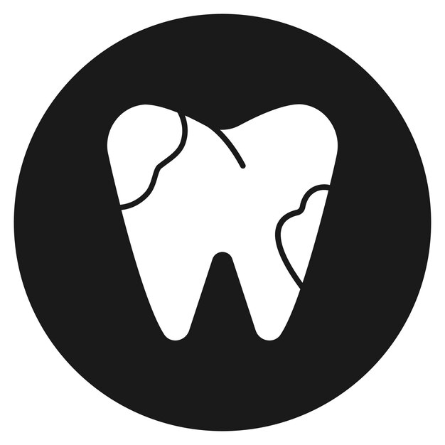 El icono del vector de la caries dental se puede utilizar para el conjunto de iconos de cuidado dental