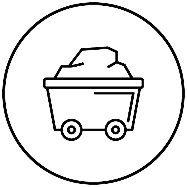El icono del vector del carrito de minas se puede utilizar para el conjunto de iconos de metalurgia