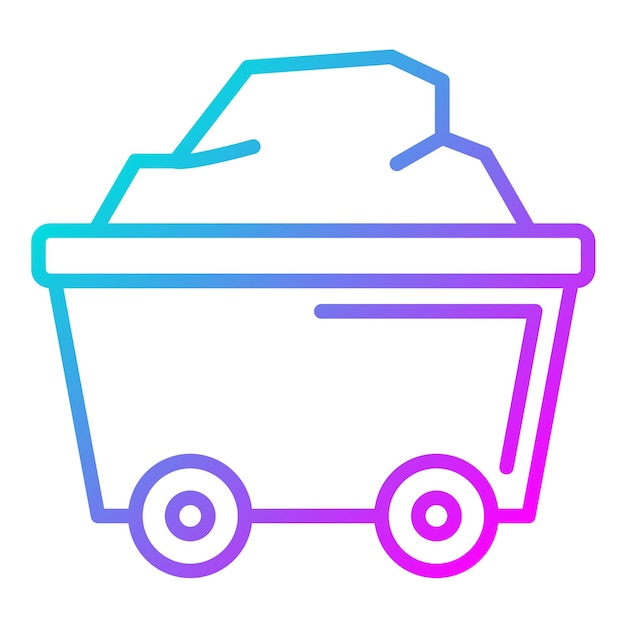 El icono del vector del carrito de minas se puede utilizar para el conjunto de iconos de metalurgia
