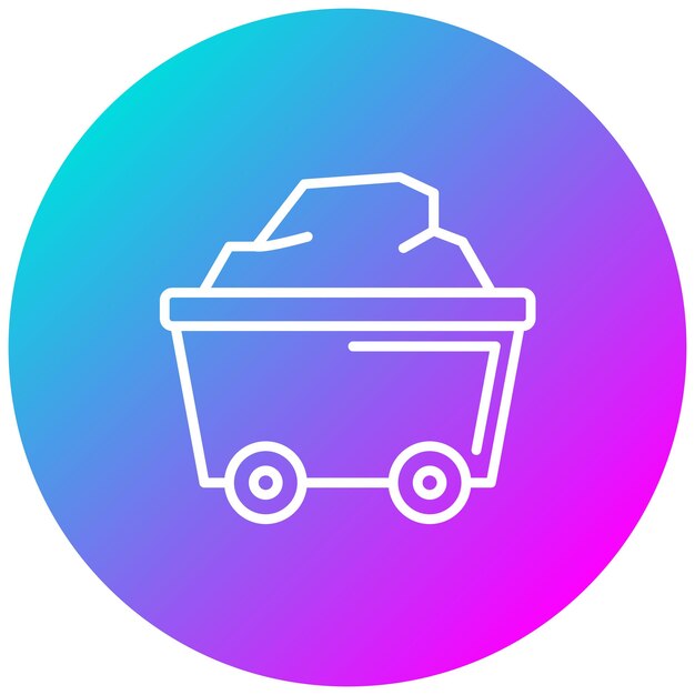 El icono del vector del carrito de minas se puede utilizar para el conjunto de iconos de metalurgia