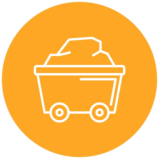 El icono del vector del carrito de minas se puede utilizar para el conjunto de iconos de metalurgia