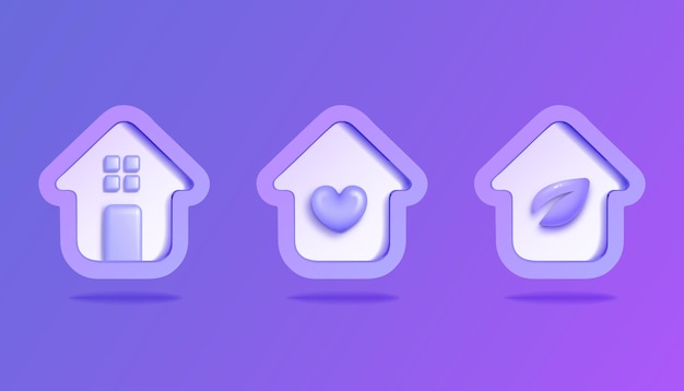 Icono de vector de casa 3D Eco hogar dulce hogar