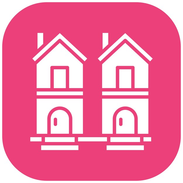 El icono del vector de la casa dúplex se puede utilizar para el conjunto de iconos del tipo de casas