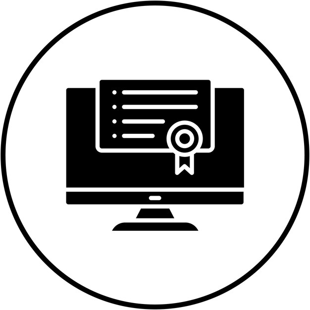 El icono del vector del certificado en línea se puede utilizar para el conjunto de iconos de aprendizaje