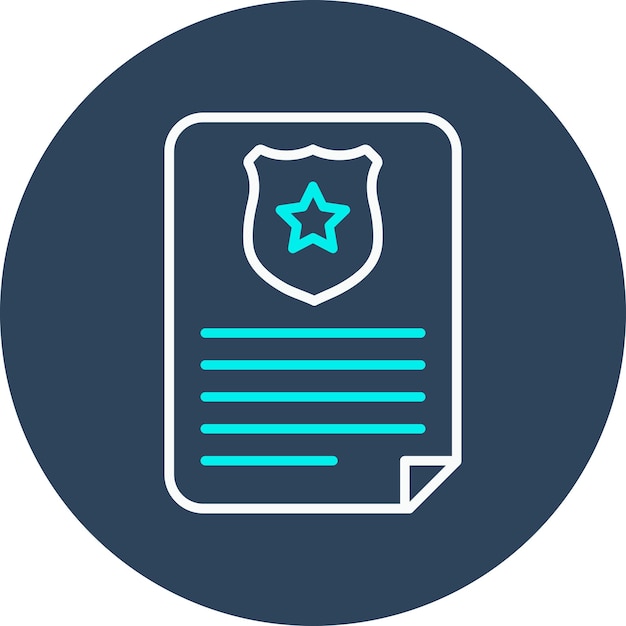 El icono del vector del certificado de policía se puede utilizar para el conjunto de iconos de la policía