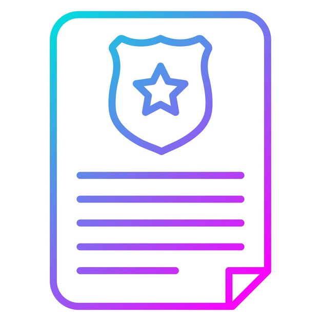 El icono del vector del certificado de policía se puede utilizar para el conjunto de iconos de la policía
