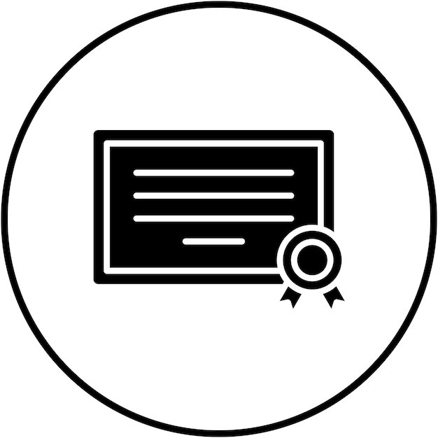 El icono del vector del certificado se puede utilizar para el conjunto de iconos de aprendizaje