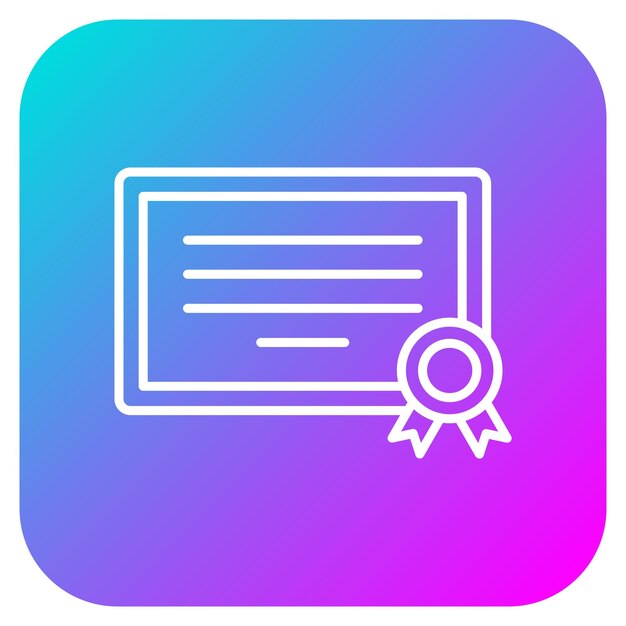 El icono del vector del certificado se puede utilizar para el conjunto de iconos de aprendizaje