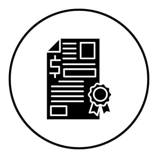 El icono del vector del certificado se puede utilizar para el conjunto de iconos de banca y finanzas