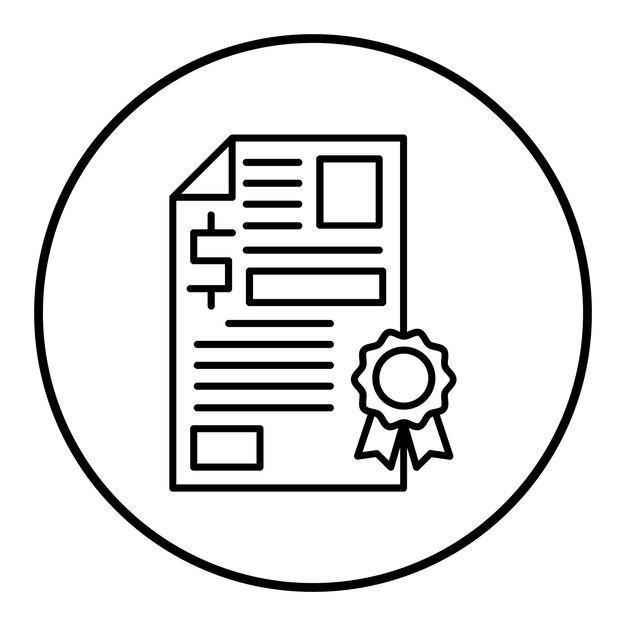 El icono del vector del certificado se puede utilizar para el conjunto de iconos de banca y finanzas