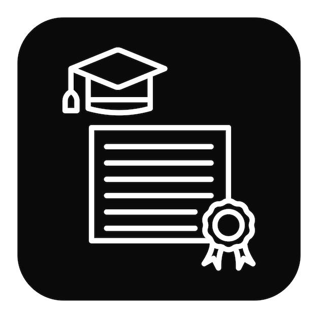 El icono del vector del certificado se puede utilizar para el conjunto de iconos de educación en línea