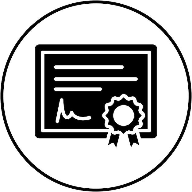 El icono del vector del certificado se puede utilizar para el conjunto de iconos de marketing web