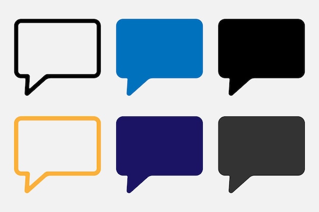 Icono de vector de chat Icono de discurso de burbuja de conversación Elementos de diseño de vector de burbujas vacías en blanco