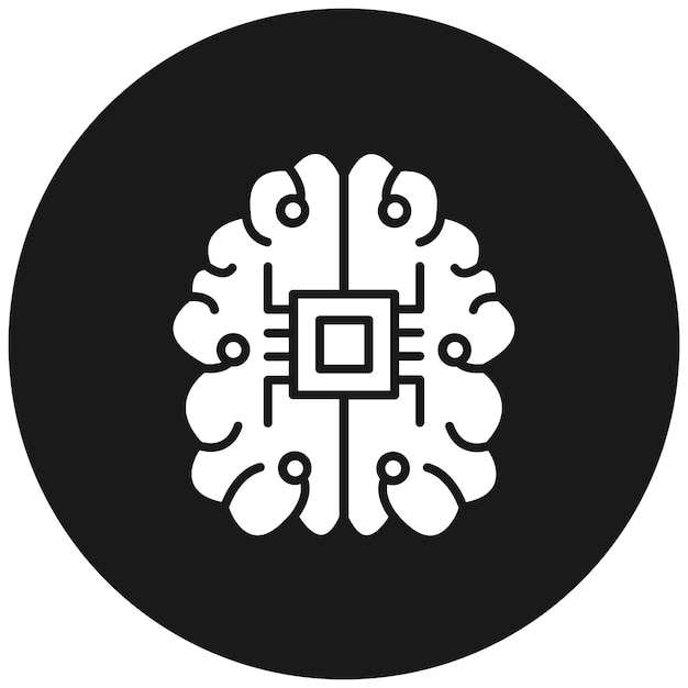 El icono del vector del chip cerebral se puede usar para el conjunto de iconos de tecnología