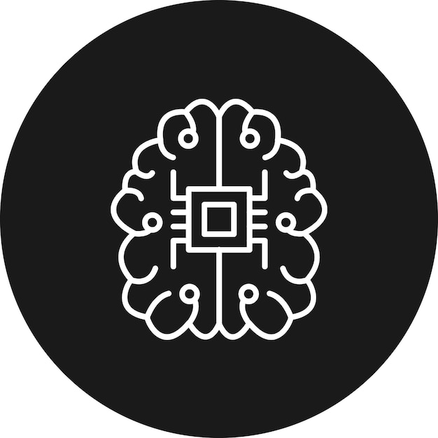 El icono del vector del chip cerebral se puede usar para el conjunto de iconos de tecnología