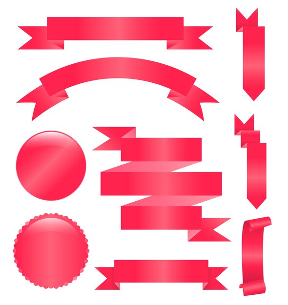 Icono de vector de cinta conjunto color rojo