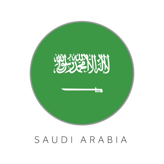 Vector icono de vector de círculo redondo de bandera de arabia saudita