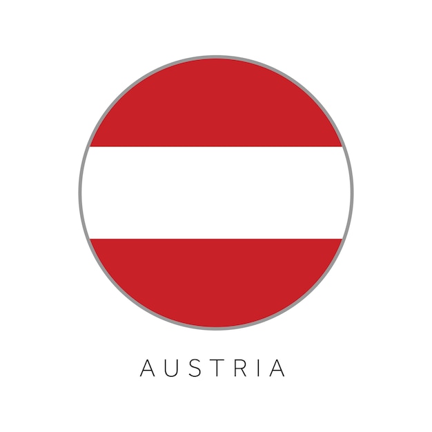 Icono de vector de círculo redondo de bandera de Austria