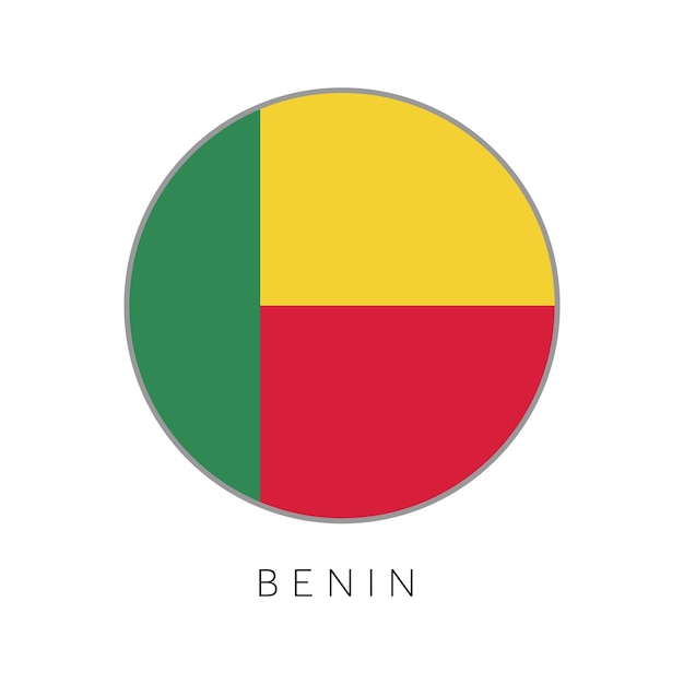 Icono de vector de círculo redondo de bandera de benin