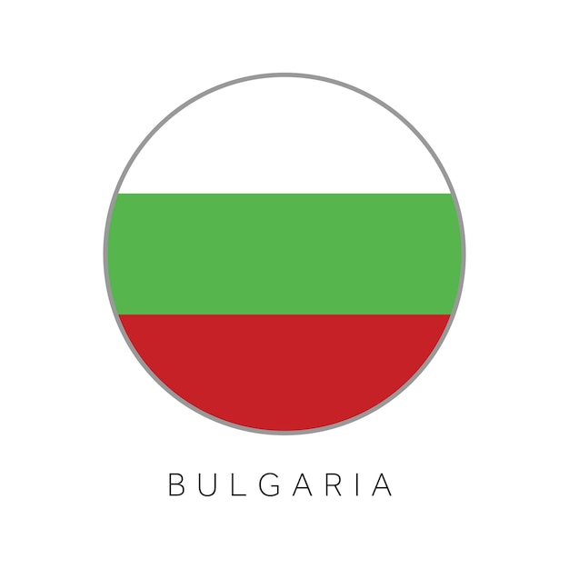 Icono de vector de círculo redondo de bandera de Bulgaria