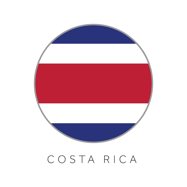 Icono de vector de círculo redondo de bandera de costa rica