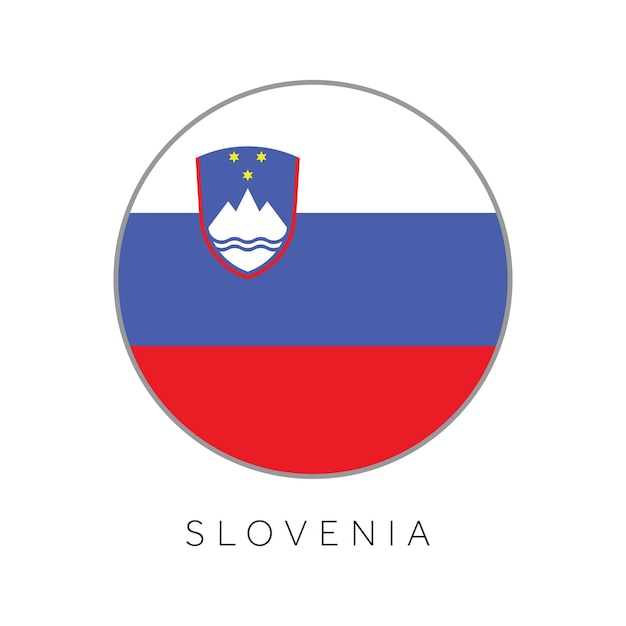 Icono de vector de círculo redondo de bandera de Eslovenia