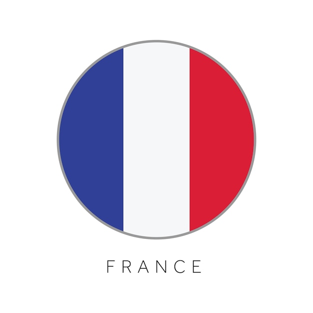 Icono de vector de círculo redondo de bandera de Francia