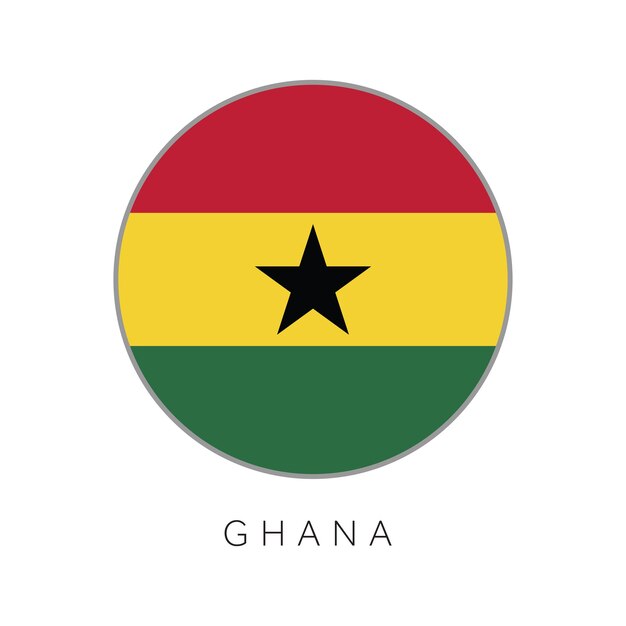 Icono de vector de círculo redondo de bandera de Ghana