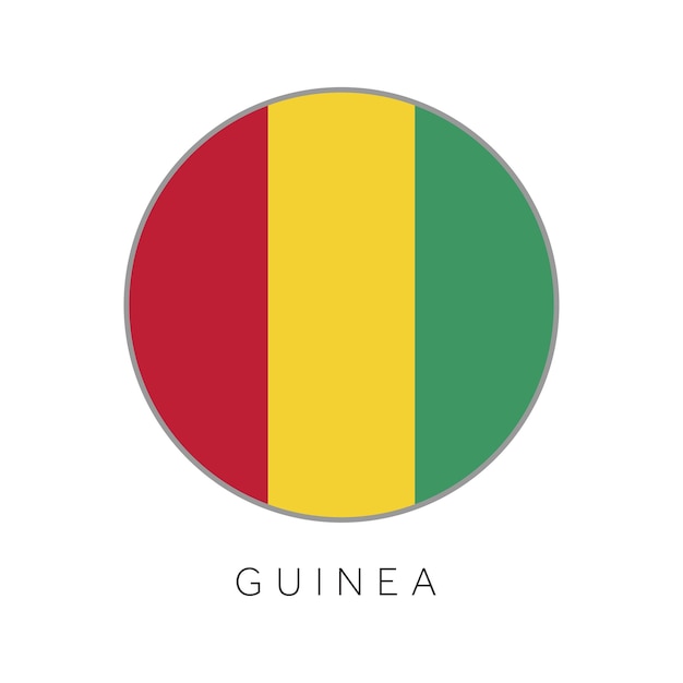 Icono de vector de círculo redondo de bandera de guinea