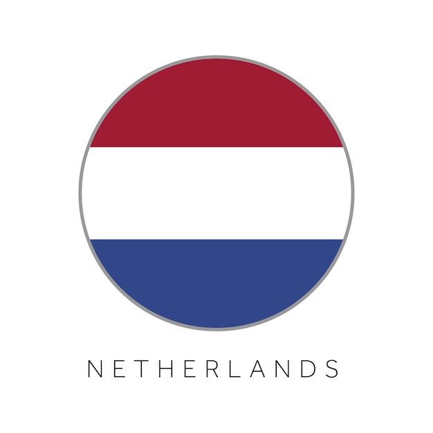 Icono de vector de círculo redondo de bandera holandesa